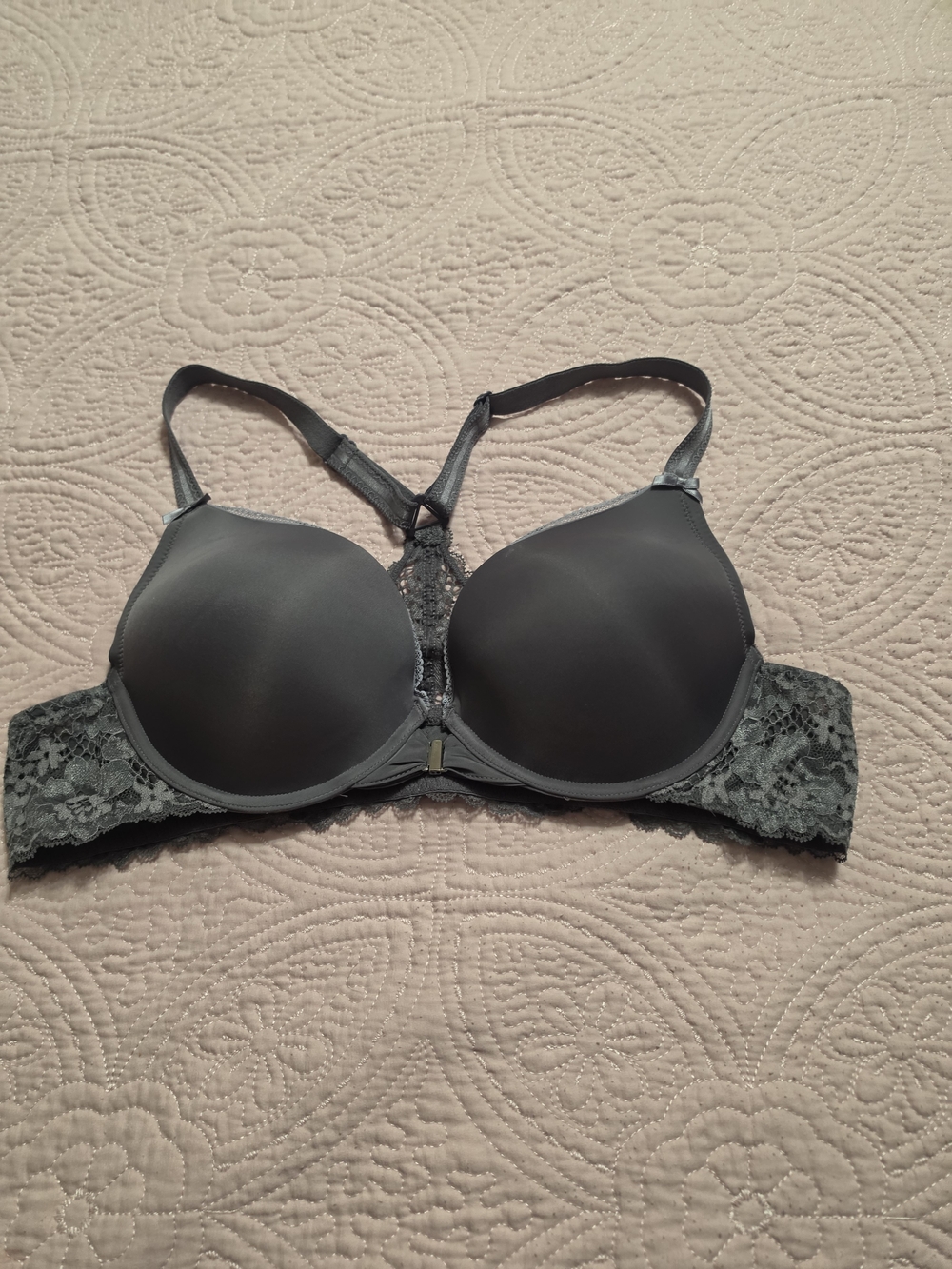 Adore Me Gray Lace Racerback T-Shirt Bra
